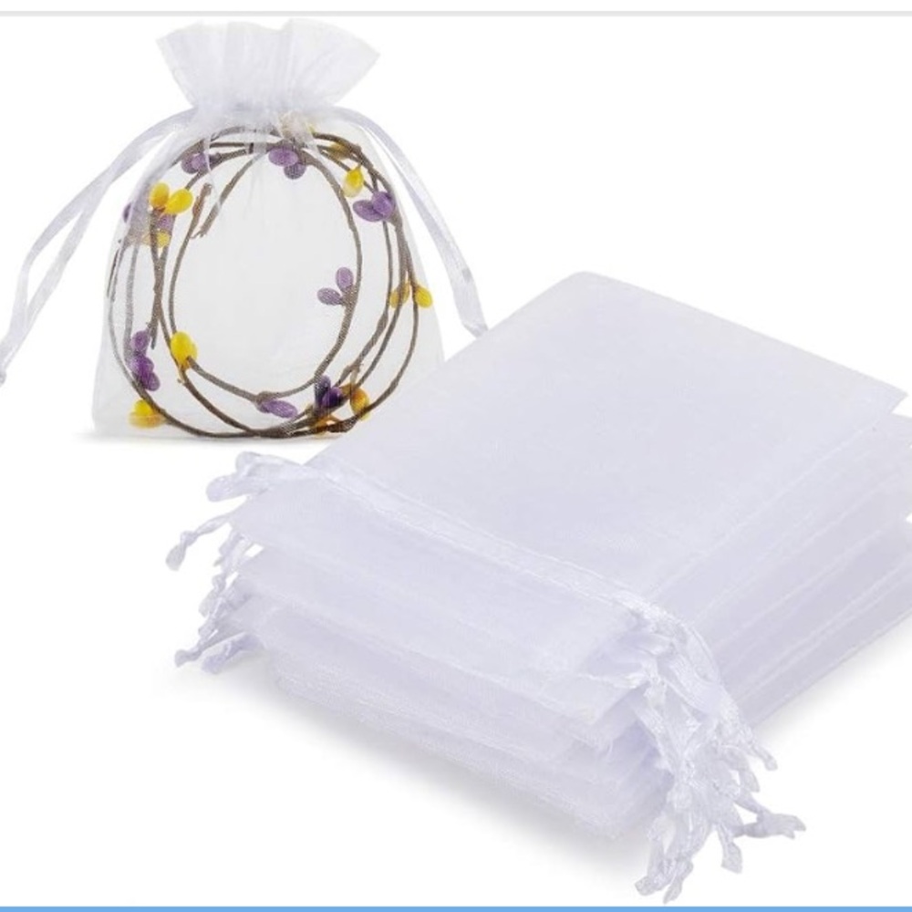 White organza drawstring gift bags (5)